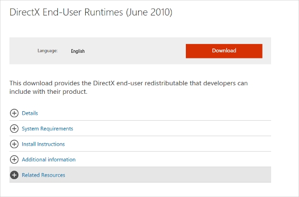 directx end user runtimes microsoft